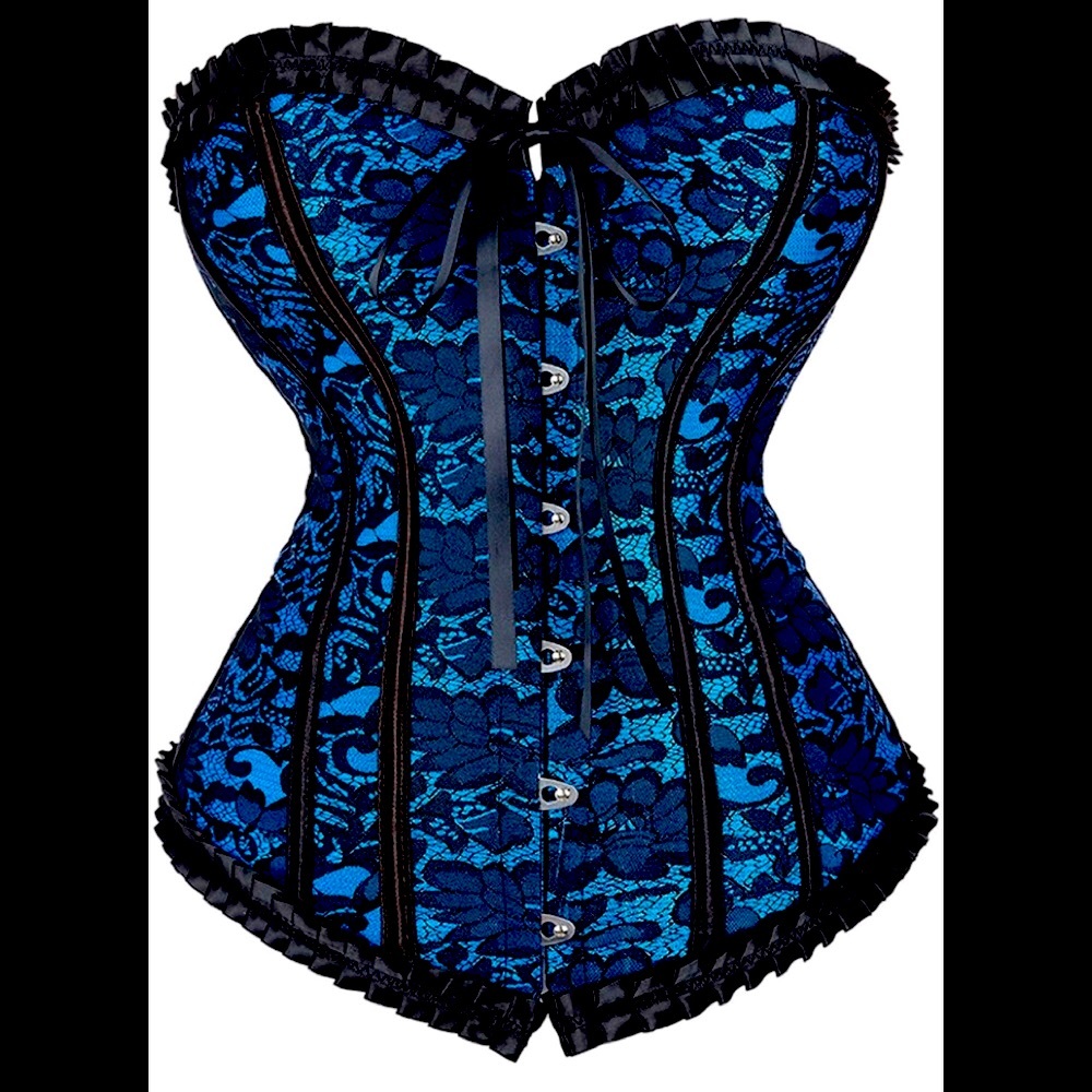 HOST PICK New!! Blue & Black Lace Up Corset - Picture 3 of 8